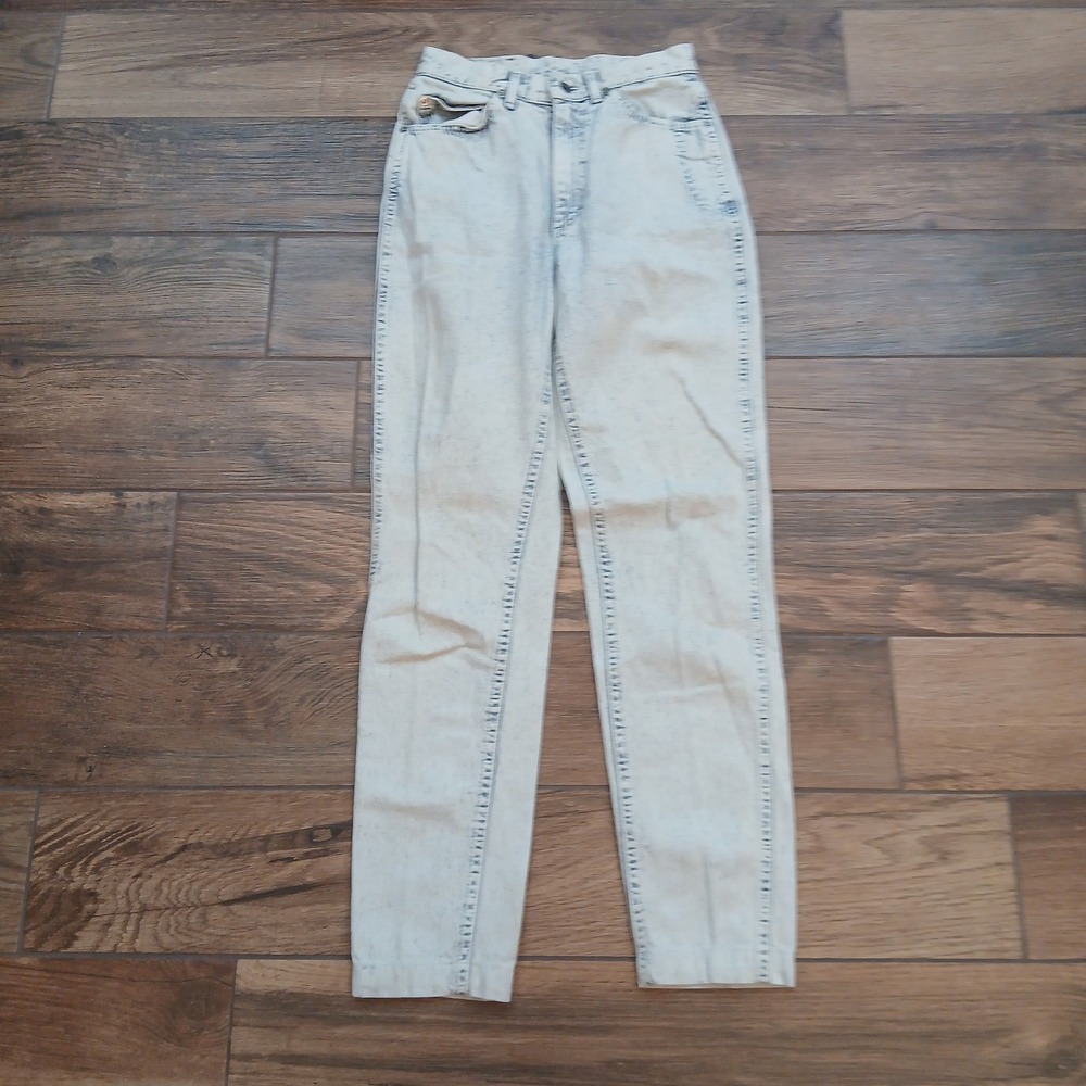 Vintage Lee Jeans Womens‎ 7 MED Acid Wash High Rise Tapered Leg Made in USA 80s